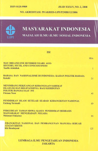 MASYARAKAT INDONESIA (MAJALAH ILMU-ILMU SOSIAL INDONESIA) JILID XXX1V, NO. 2, 2008