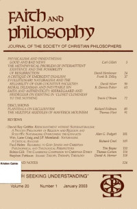 Volume 20 No.1 January 2003: Faith and Philosophy